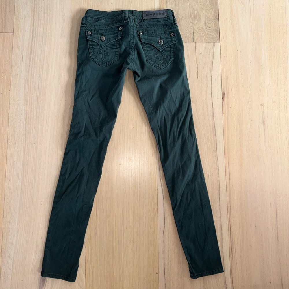 Rock Revival Jen Skinny Jeans Dark Green Size 27 - Picture 5 of 6